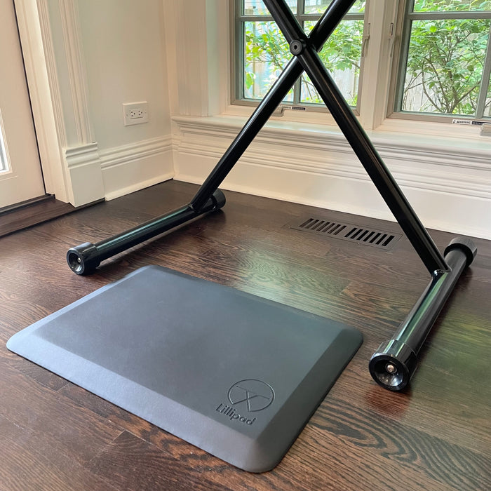Say goodbye to the discomfort of long hours on your feet. Our high-quality Anti-Fatigue Standing Mat is engineered to fit seamlessly within Lillipads leg frame at any height, ensuring that you stay comfortable and energized throughout your workday. If you've never experienced the benefits of a standing mat before, this is a true game changer.